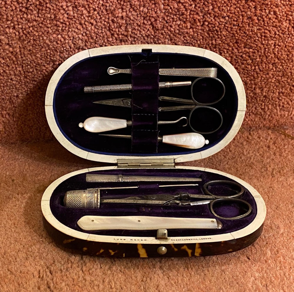 Tortoiseshell Necessaire (or Etui) complete with original tools.. By Lund, Cornhill, London