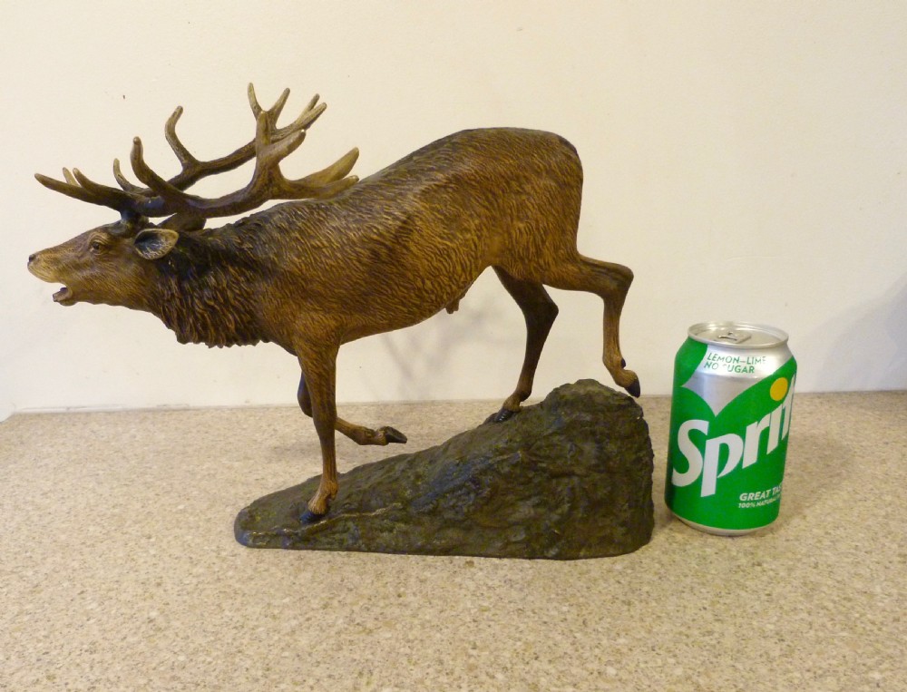 LARGE AUSTRIAN COLD-PAINTED BRONZE STAG View II