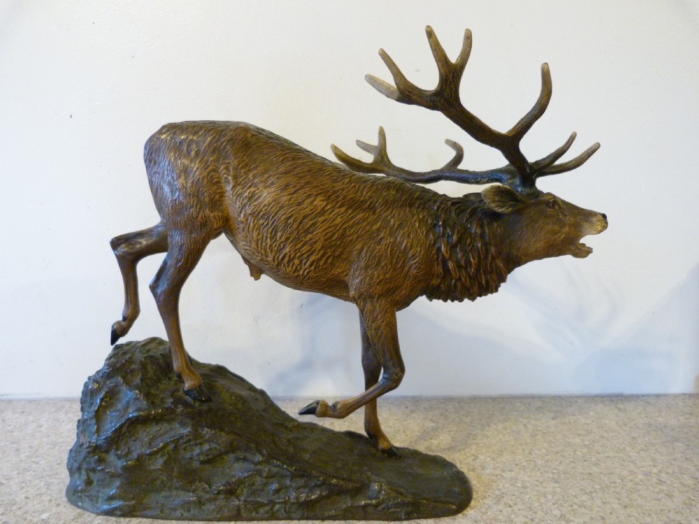 LARGE AUSTRIAN COLD-PAINTED BRONZE STAG View III