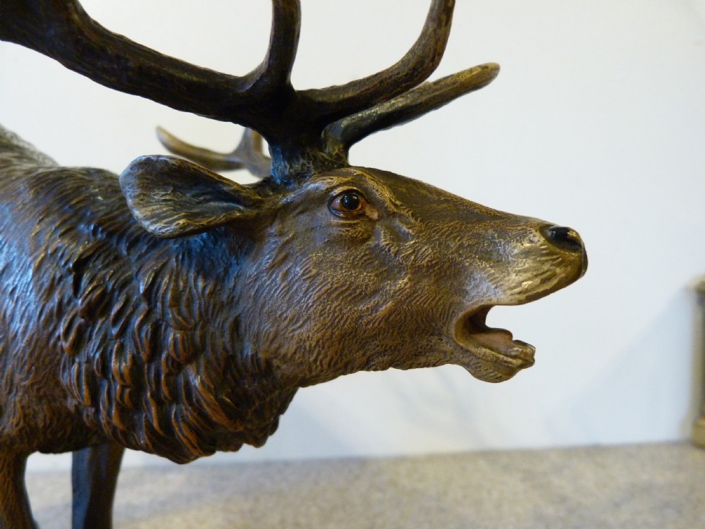 LARGE AUSTRIAN COLD-PAINTED BRONZE STAG View V