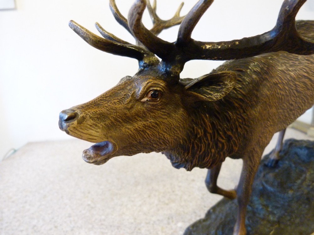 LARGE AUSTRIAN COLD-PAINTED BRONZE STAG View VI