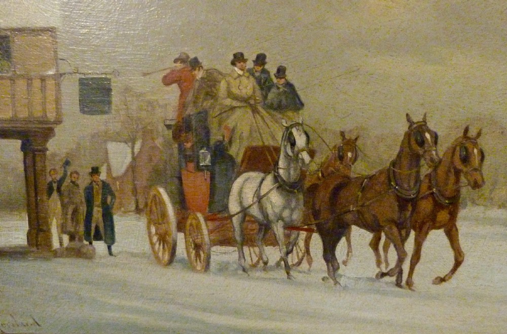 WILLIAM ROWLAND: PAIR COACHING OIL PAINTINGS View V