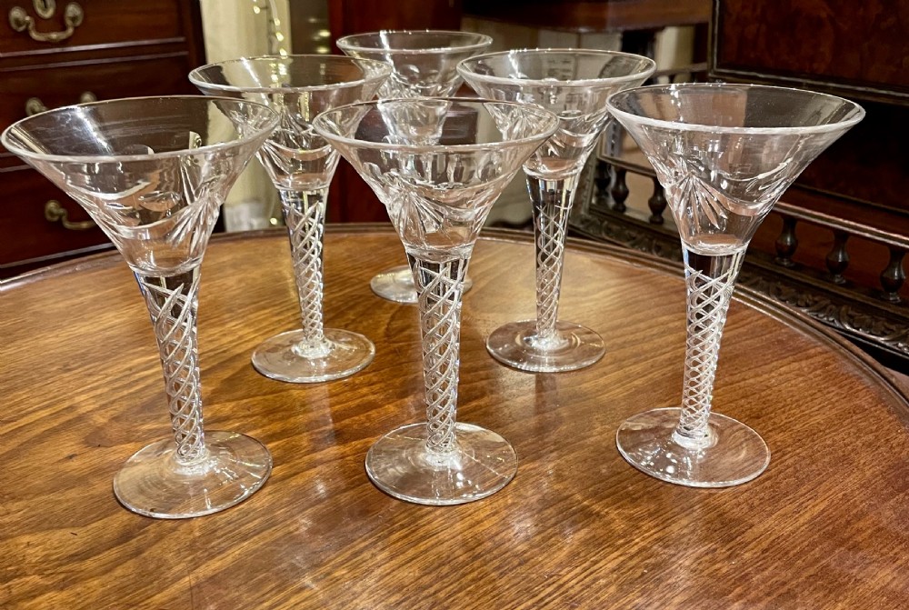 Pretty Set of Six Edwardian Cut Lead Crystal Liqueur Glasses View III