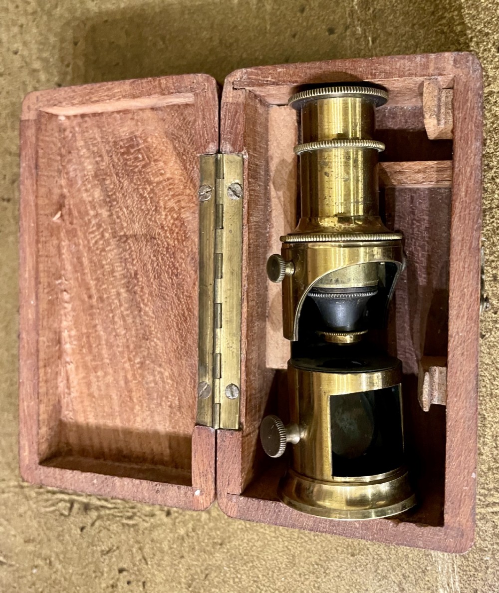 Interesting Antique Pocket Cased Field Microscope View II