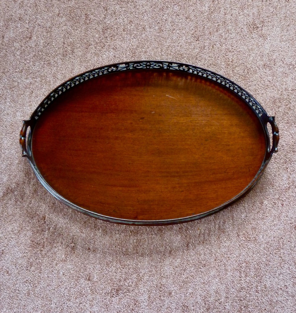 Good Edwardian MAHOGANY OVAL TRAY