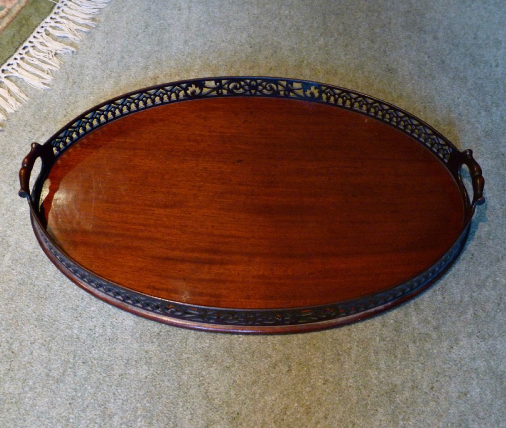 Good Edwardian MAHOGANY OVAL TRAY View II