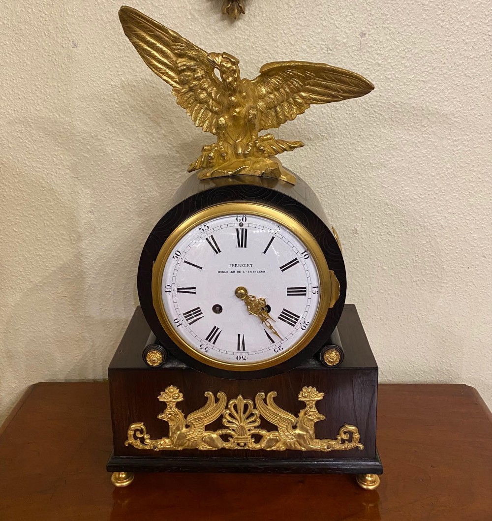 Napoleon III rosewood & ormolu Mantel Clock by Perrelet et Fils, Paris