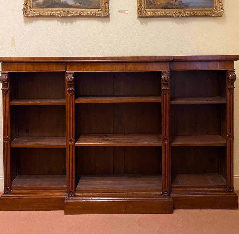 Late 19th Century Walnut Large Breakfront Bookcase