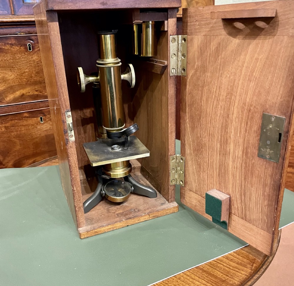 Pine Cased Carl Zeiss Jena Microscope