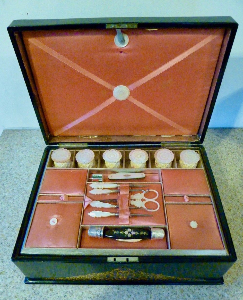 PRETTY VICTORIAN FULLY-FITTED SEWING BOX View IV