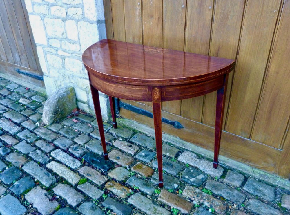 GEORGE III INLAID DEMI-LUNE CARD TABLE View II