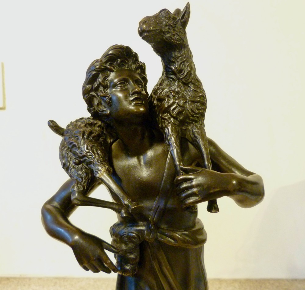 FINE CLASSICAL BRONZE OF A GOATHERD View II
