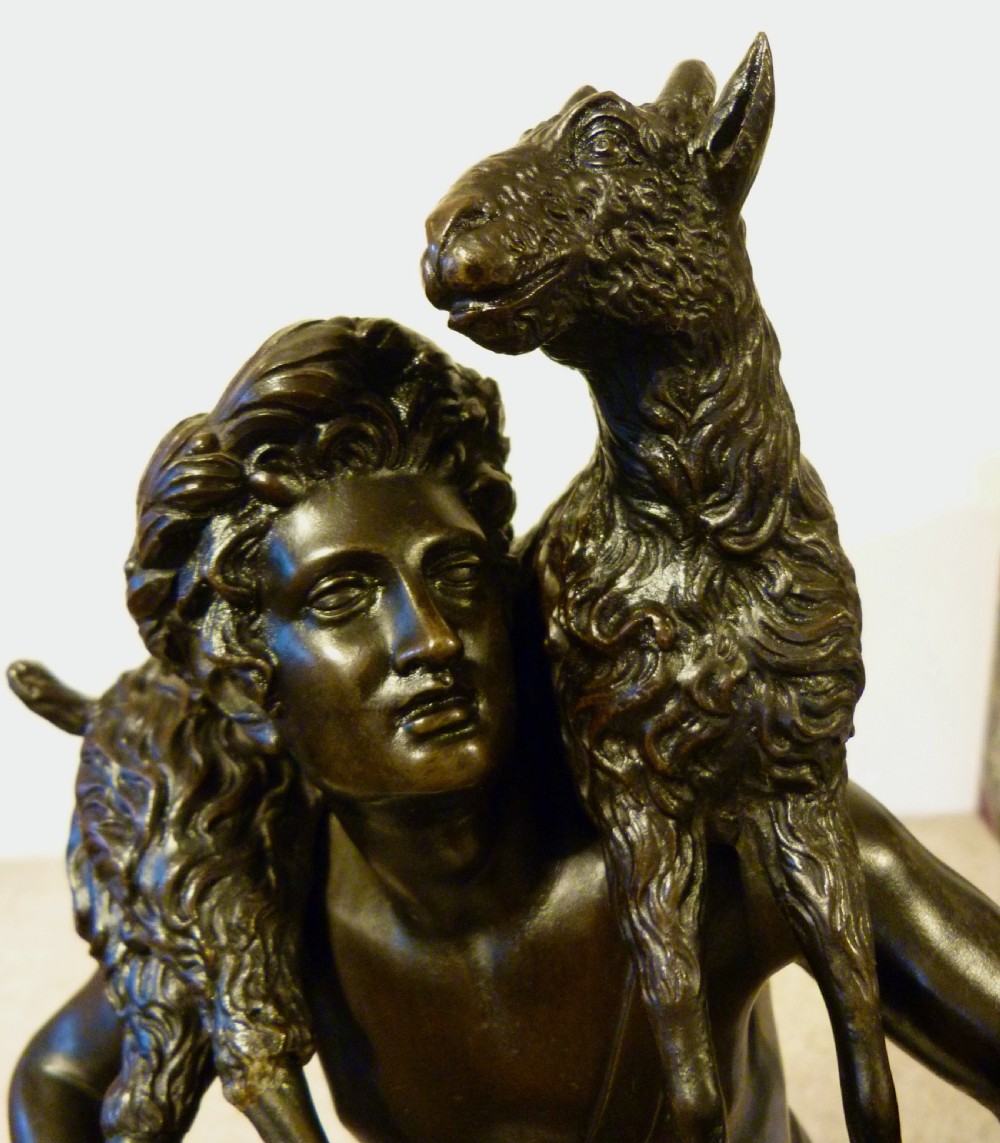 FINE CLASSICAL BRONZE OF A GOATHERD View III