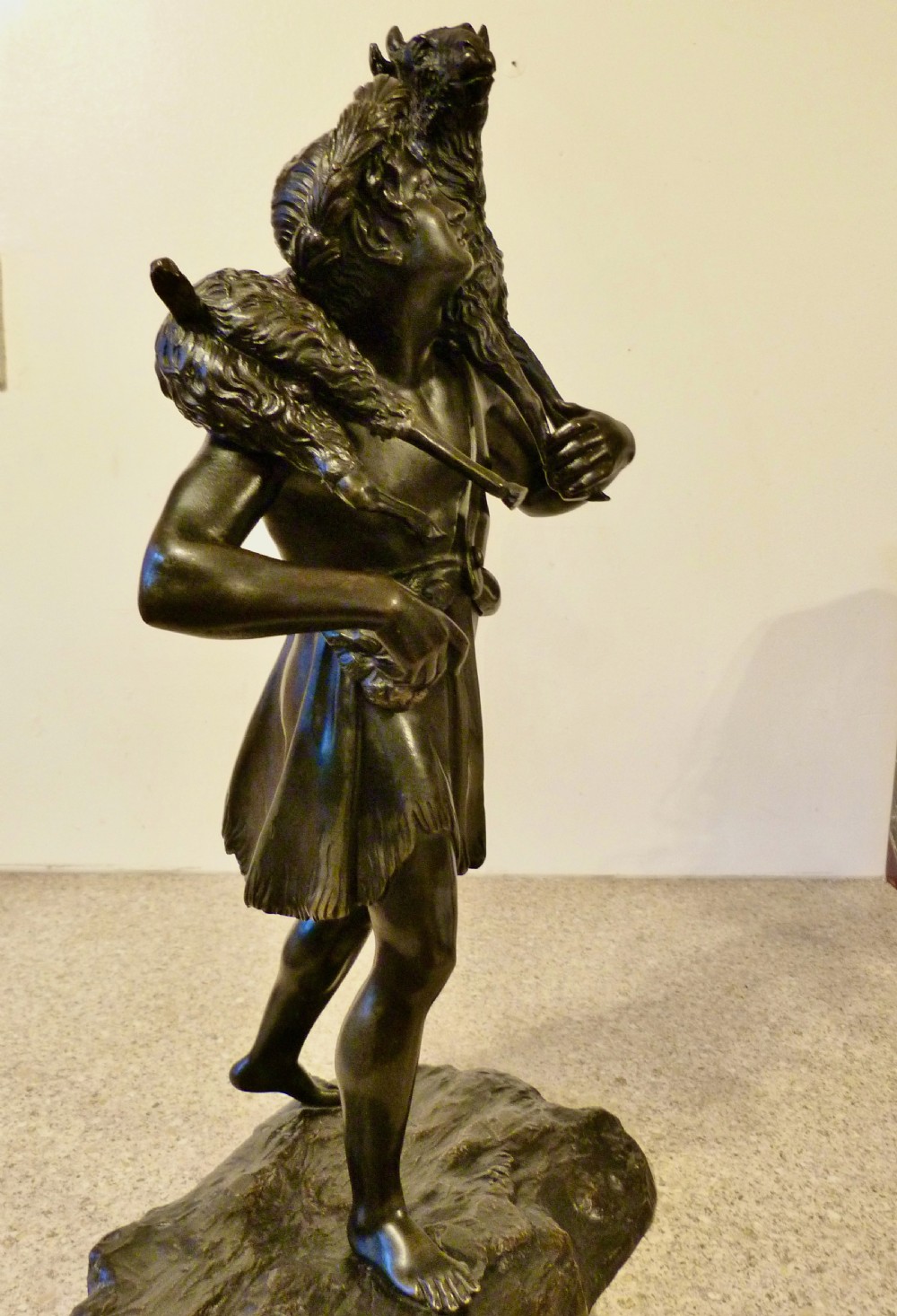 FINE CLASSICAL BRONZE OF A GOATHERD View V