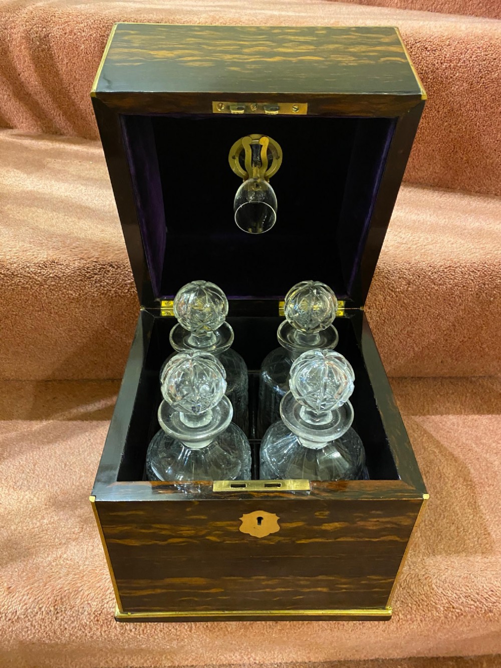 19th century Brass-bound Coromandel 4-Decanter Box