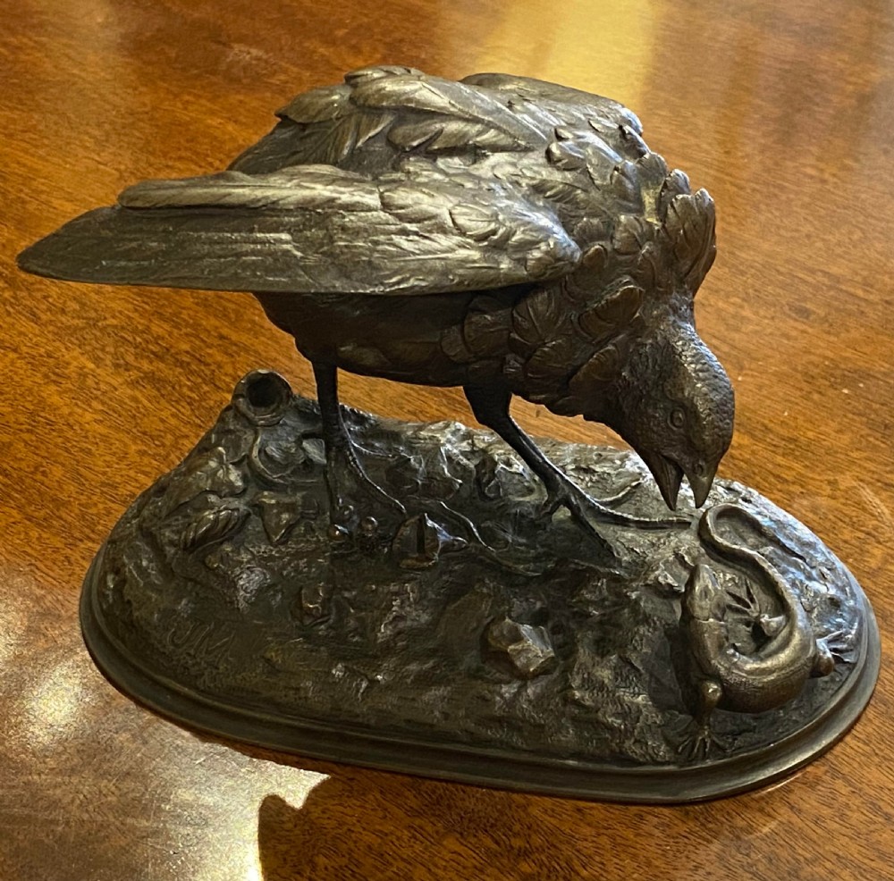 Jules Moigniez (1835-1894): French Bronze Partridge with Lizard