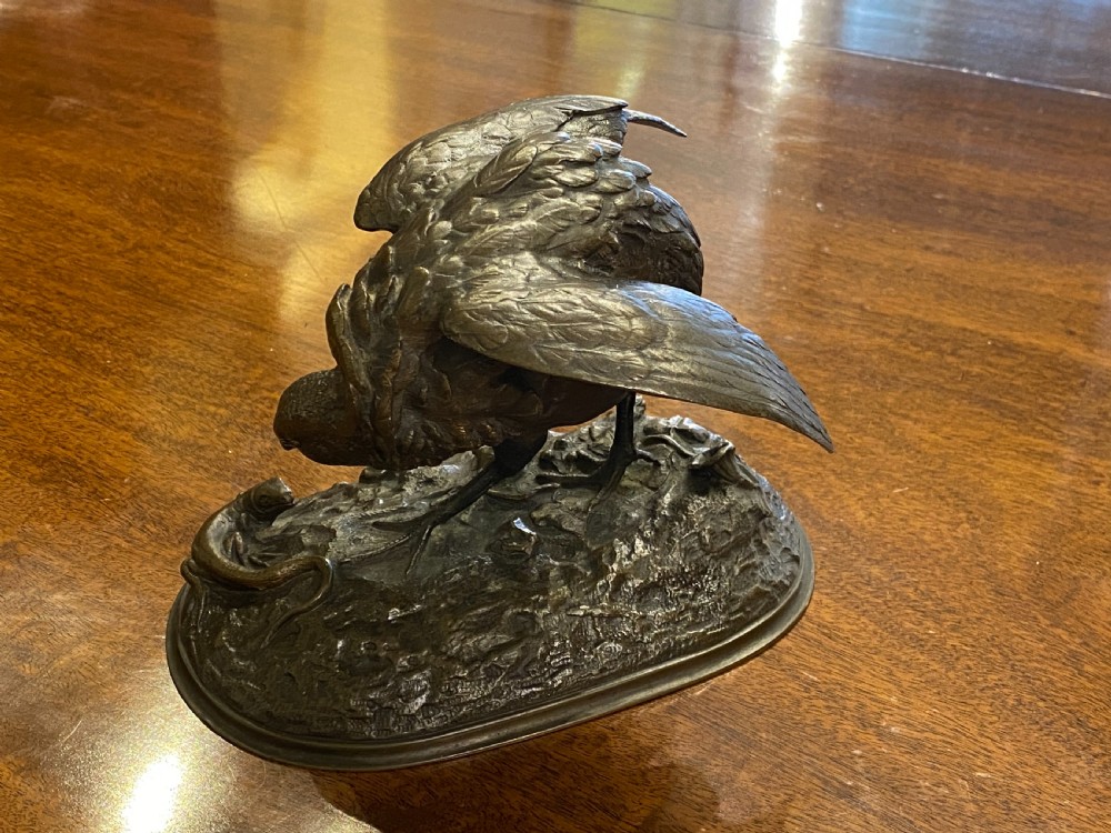 Jules Moigniez (1835-1894): French Bronze Partridge with Lizard View IV