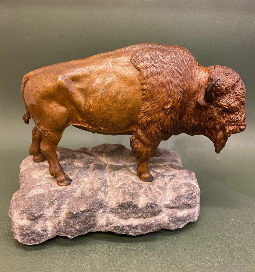 Rare Austrian Cold Painted Bronze BISON, by Franz Xaver Bergman (20cm x 16cm)