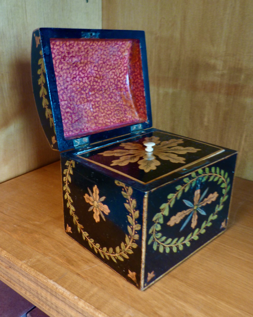 REGENCY PERIOD HANDPAINTED TEA CADDY View II