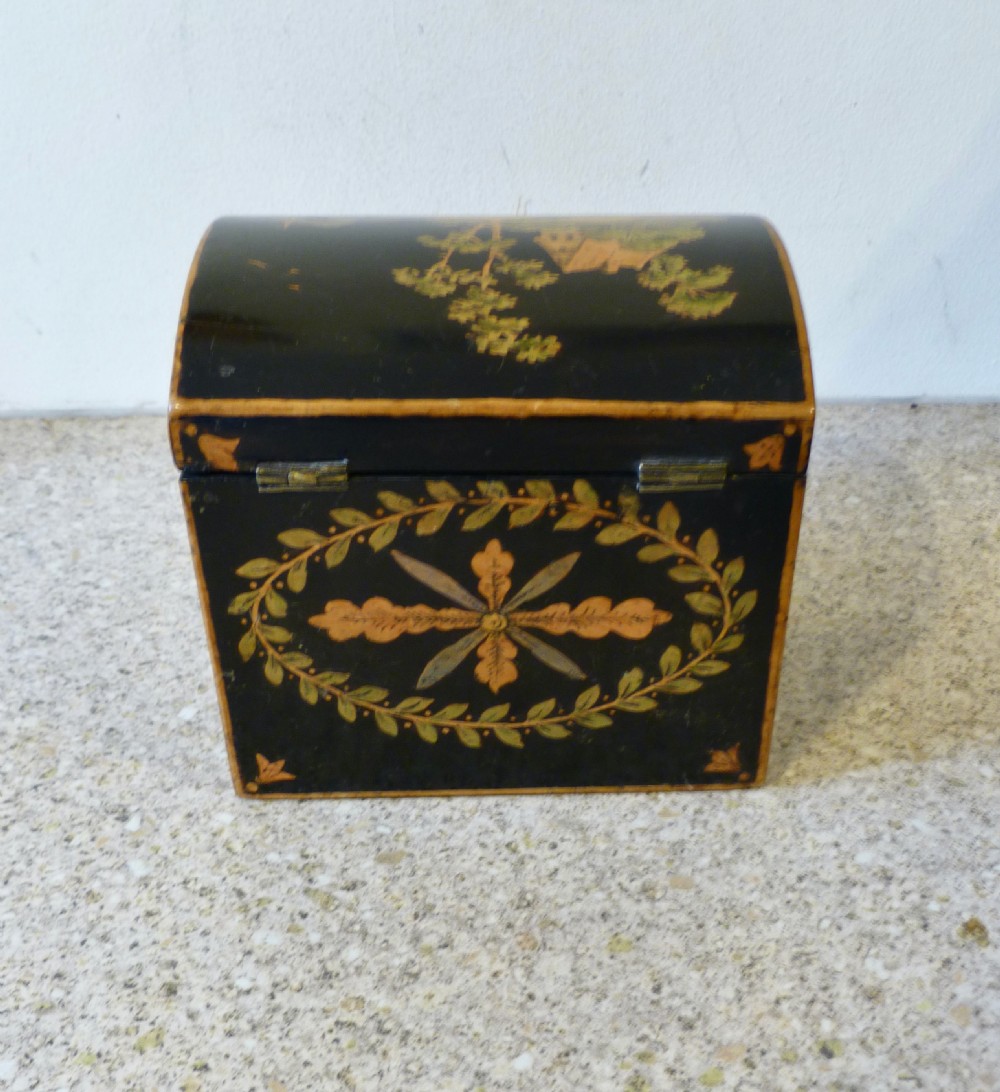 REGENCY PERIOD HANDPAINTED TEA CADDY View IV