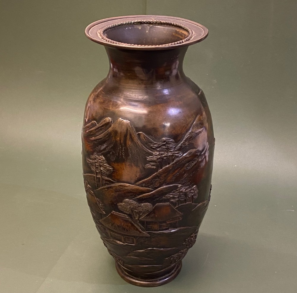 Meiji period Japanese Bronze Balluster vase