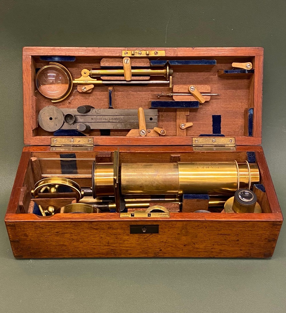 Portable brass compound Microscope by Moginie & C.Baker of London c.1860