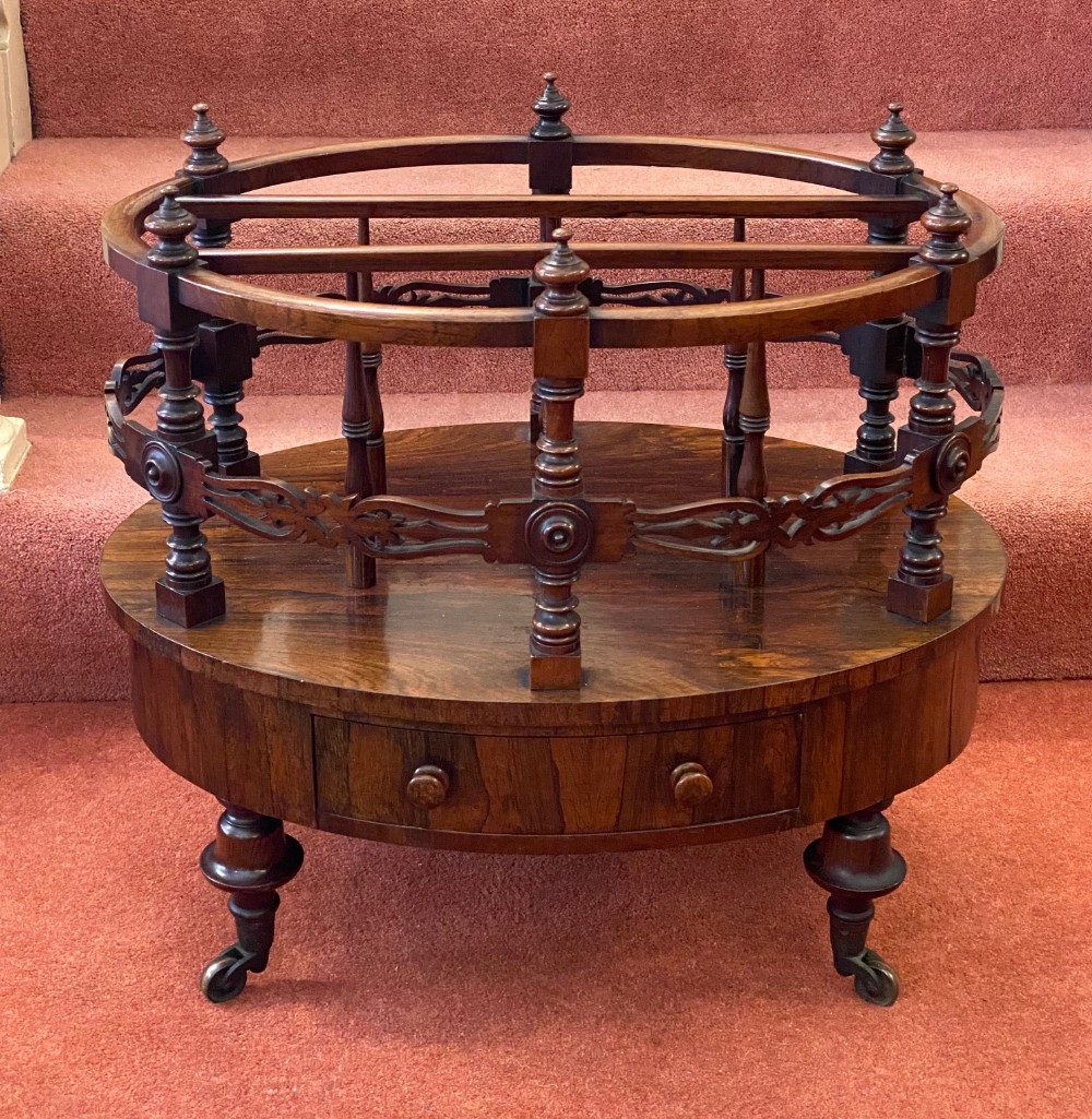 A most unusual and very high-quality Rosewood 3-Section Canterbury of Oval Shape