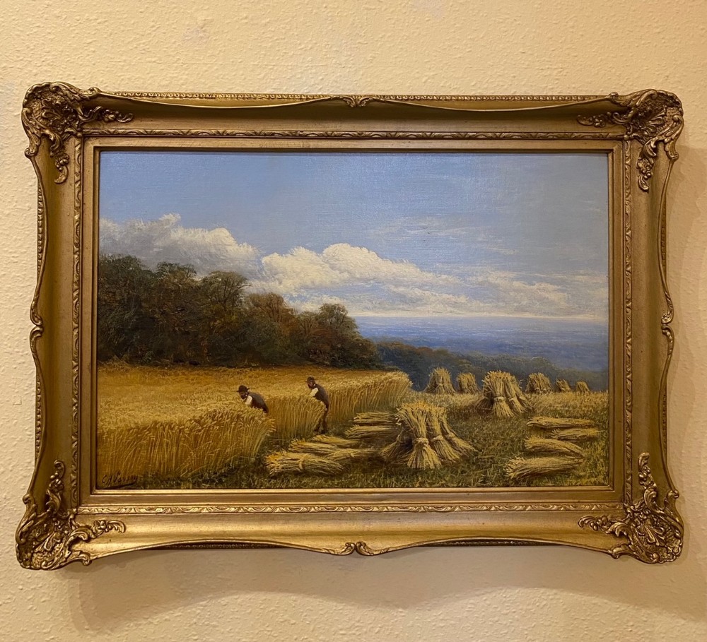 Oil On Canvas “Harvesting” By Charles Henry Passey 1818-1895