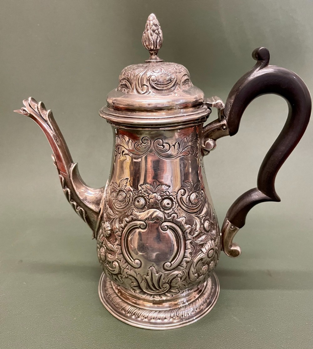 Superb Mid 18th Century Solid Silver Coffee Pot By Robert Arbin Cox