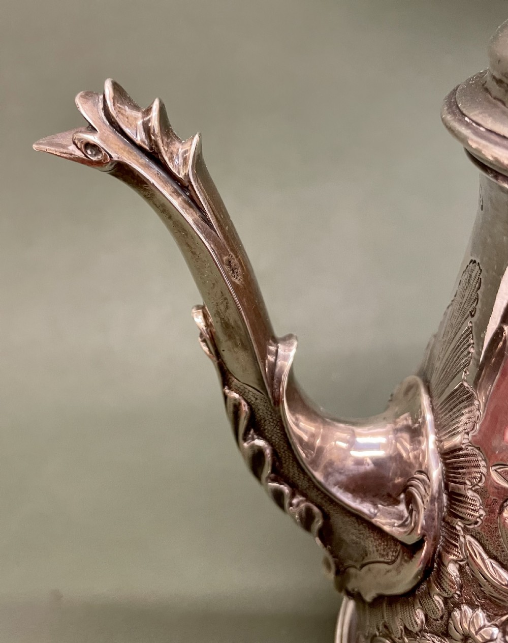 Superb Mid 18th Century Solid Silver Coffee Pot By Robert Arbin Cox View IV