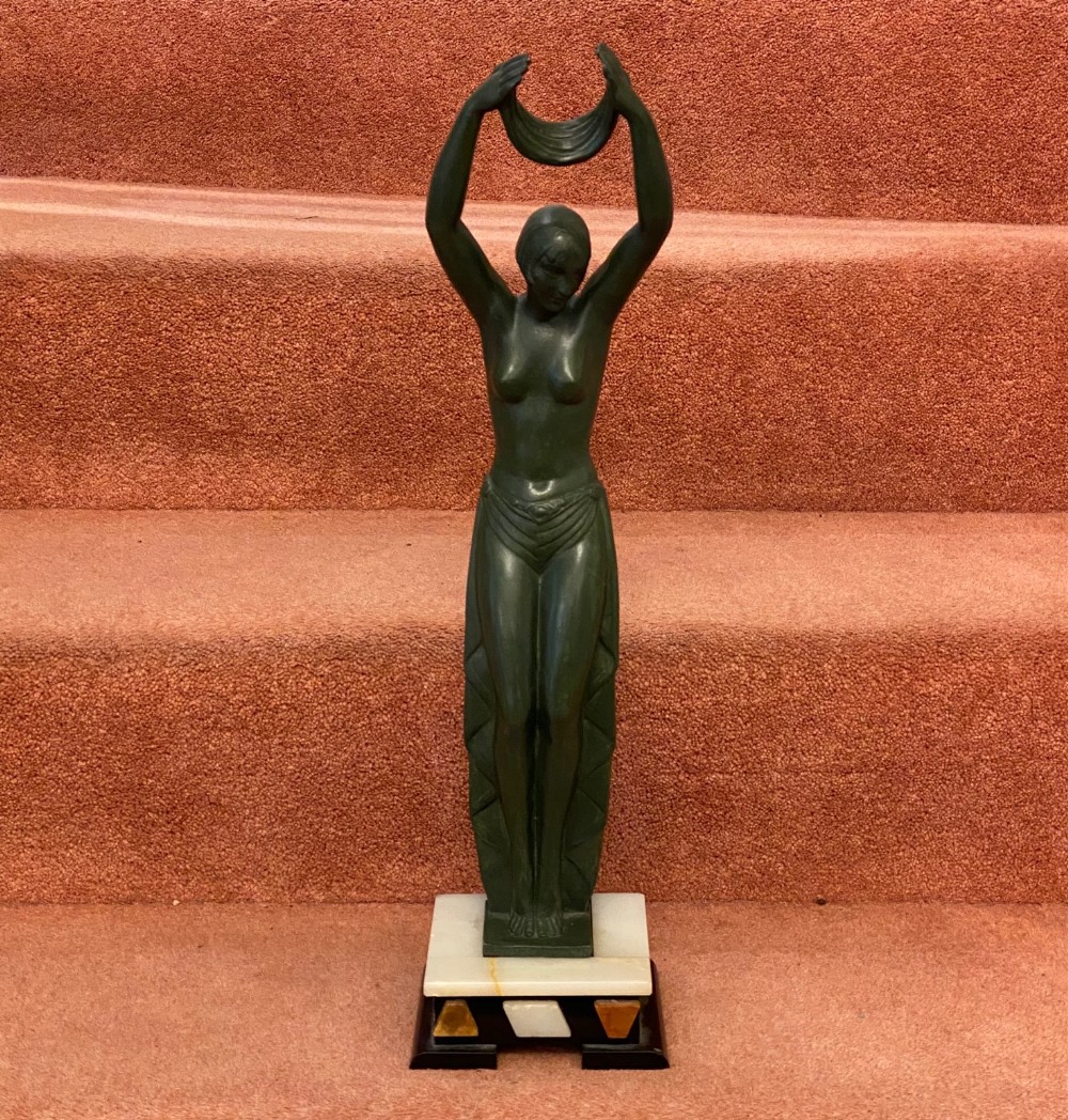 Fayral (Pierre Le Faguays) Bronze figure of a semi-clad young female