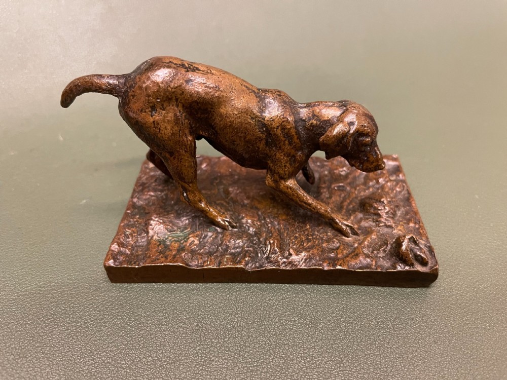 French bronze Figure Of A Hound By Barye View III