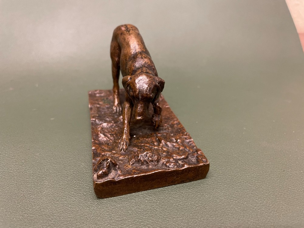 French bronze Figure Of A Hound By Barye View IV