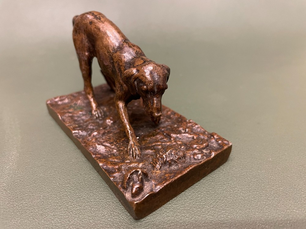 French bronze Figure Of A Hound By Barye View V
