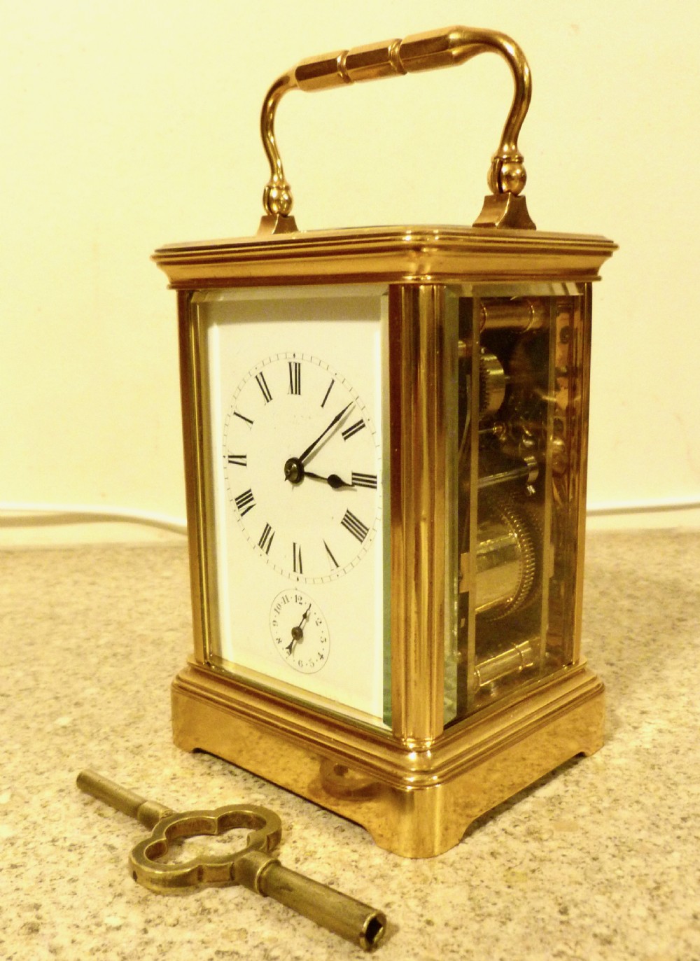 GOOD FRENCH STRIKING CARRIAGE CLOCK WITH ALARM