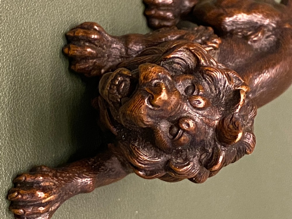 Late 19th century Austrian bronze (Geschutz) model of a crouching lion (5 inches long) View II