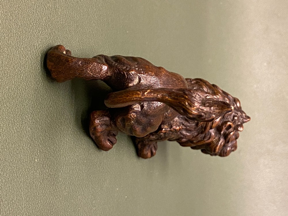 Late 19th century Austrian bronze (Geschutz) model of a crouching lion (5 inches long) View IV