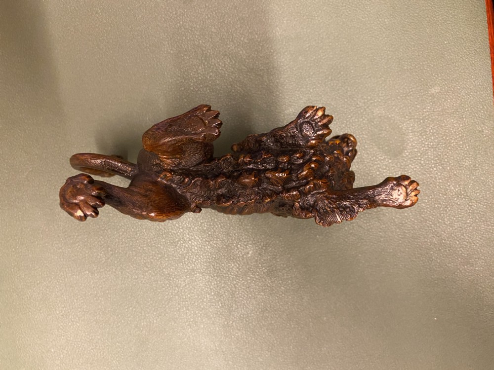 Late 19th century Austrian bronze (Geschutz) model of a crouching lion (5 inches long) View VII