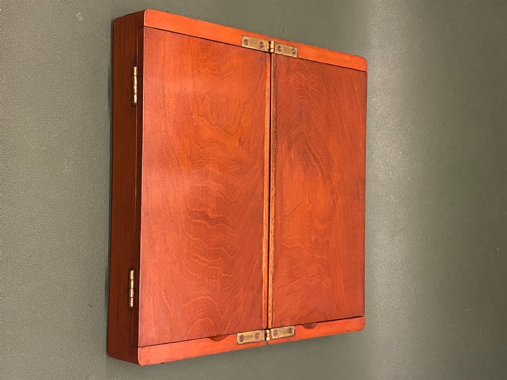 Good 19th century folding mahogany-cased travel chess set View IV