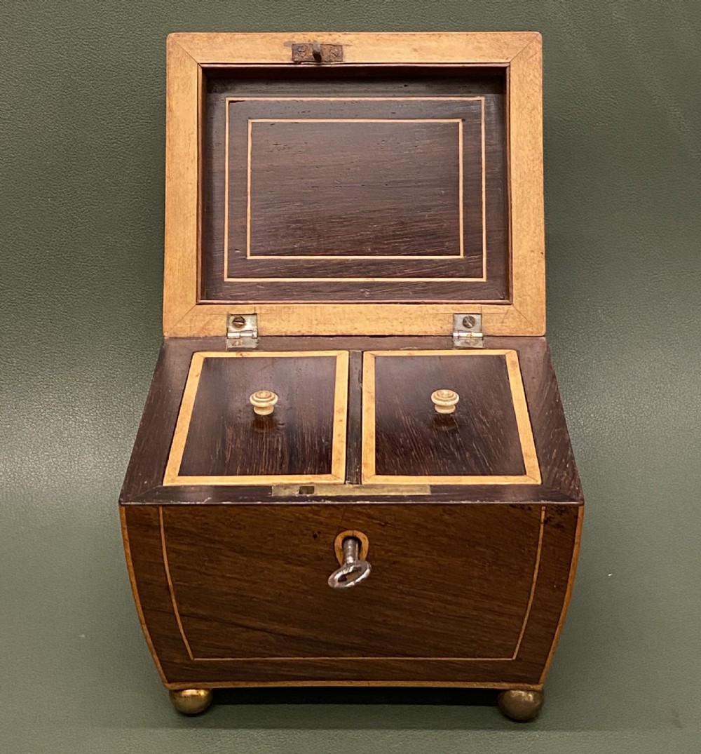 Small And Pretty Regency Period Mahogany Double Tea Caddy