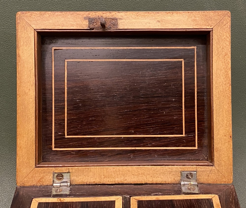Small And Pretty Regency Period Mahogany Double Tea Caddy View III