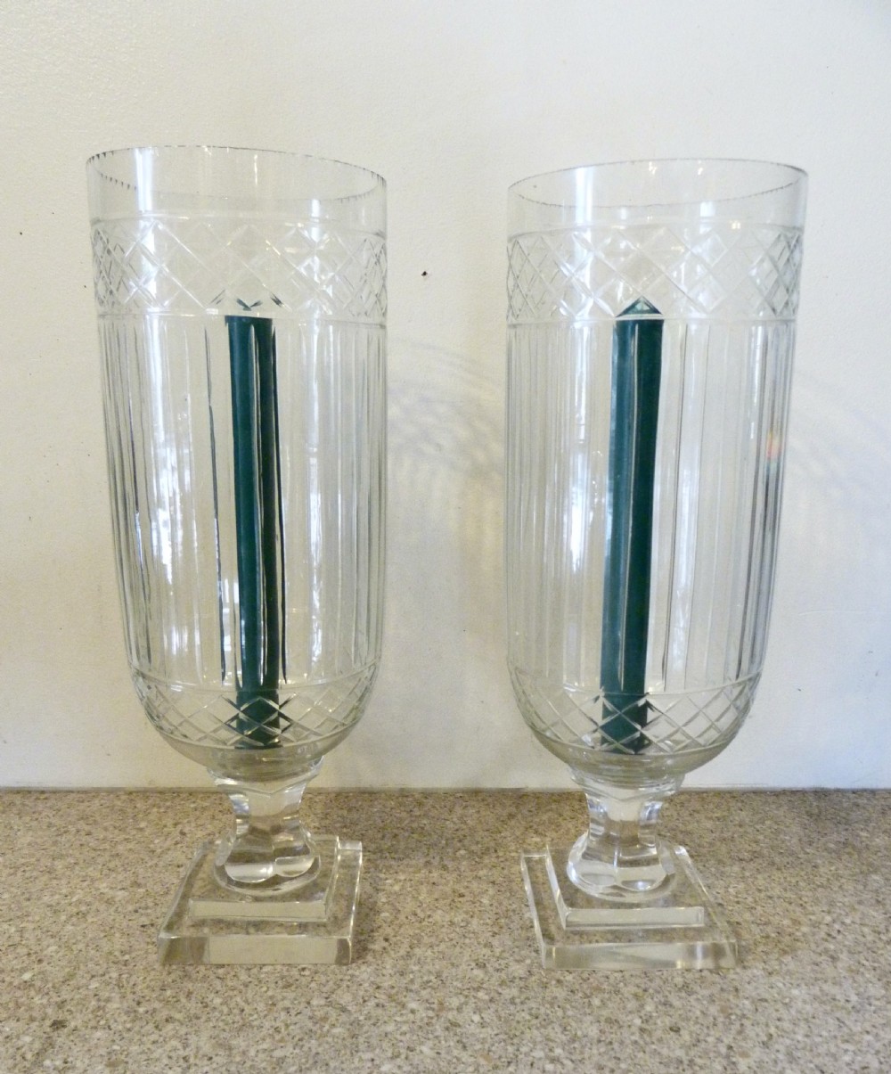 PAIR 19TH CENTURY CUT-GLASS STORM LANTERNS