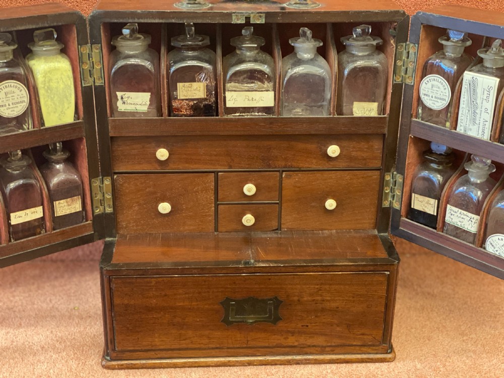 A superb 19th century Mahogany APOTHECARY BOX complete with contents View VI