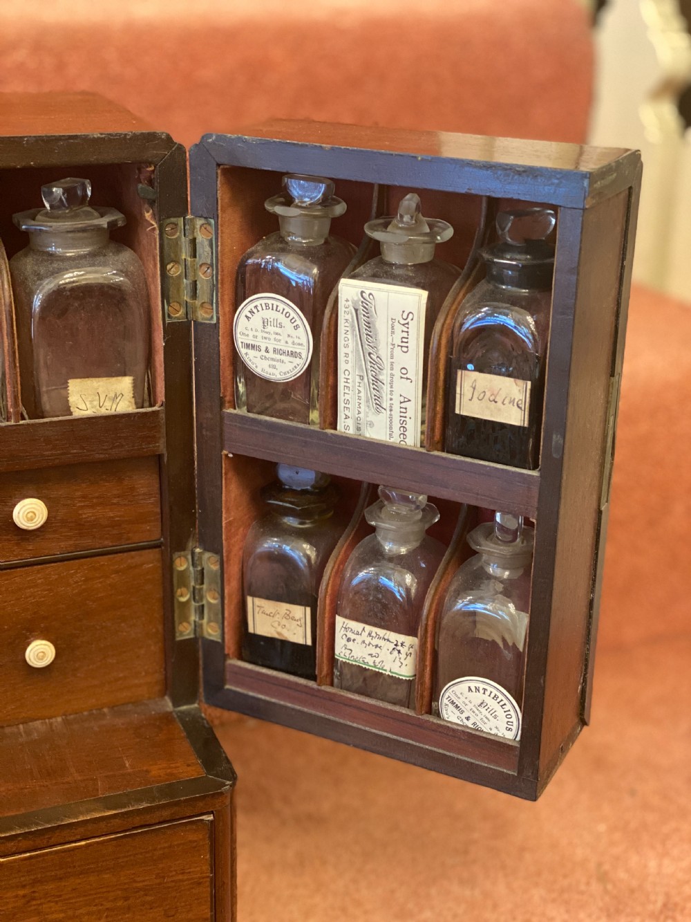 A superb 19th century Mahogany APOTHECARY BOX complete with contents View VII
