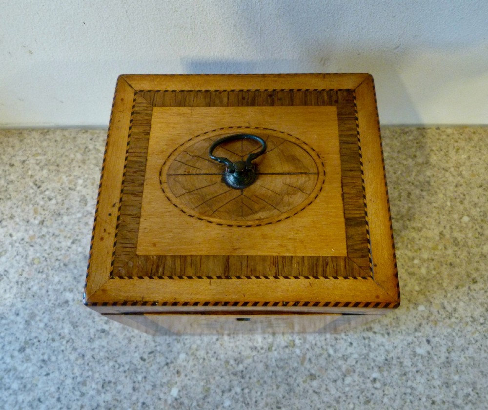 A GOOD SHERATON PERIOD CUBE TEA CADDY View IV