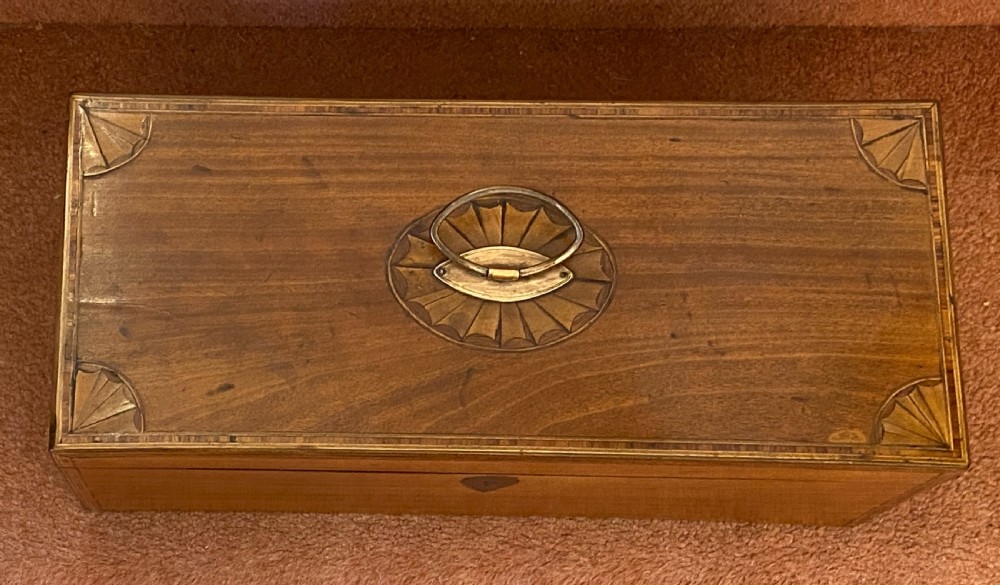 A large Sheraton period inlaid satinwood double TEA CADDY with sugar bowl View VII