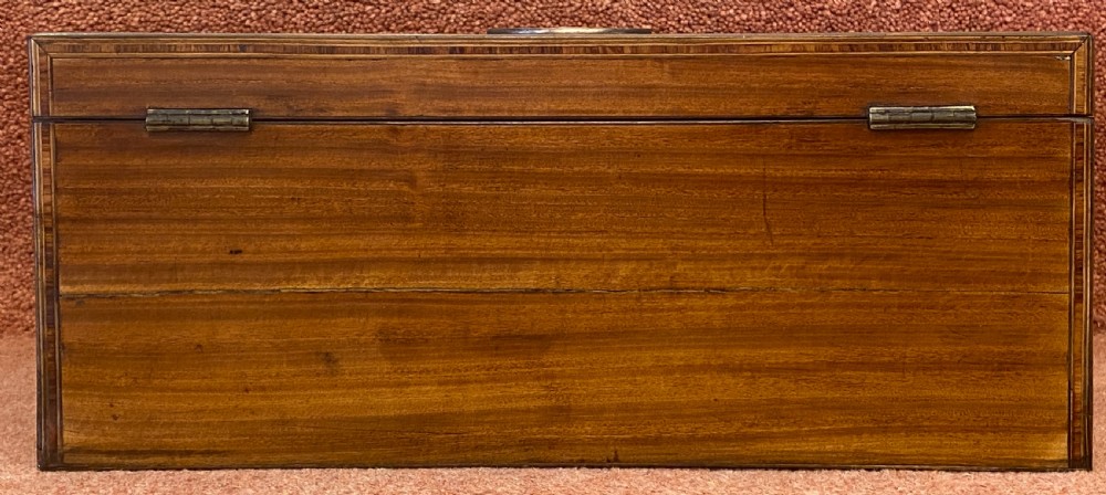 A large Sheraton period inlaid satinwood double TEA CADDY with sugar bowl View XII