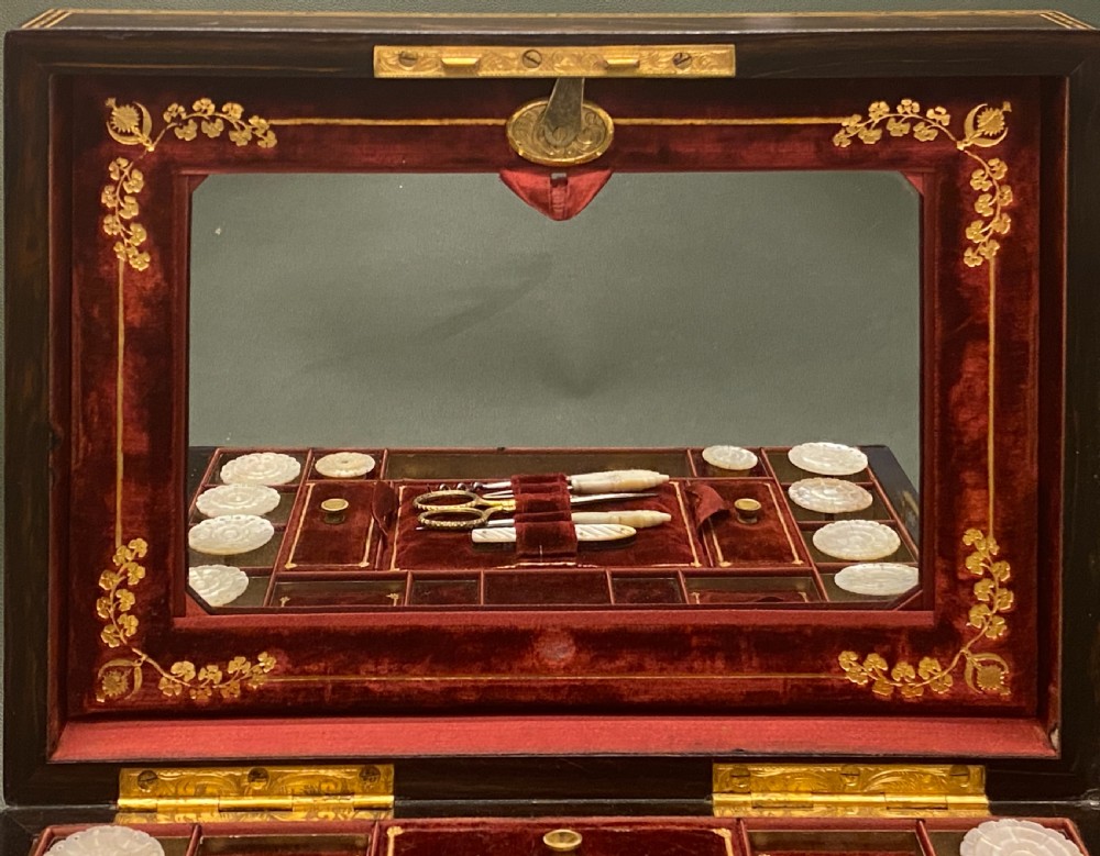 A Rare 19th century Coromandel-wood Sewing Box with TEN reels View XV