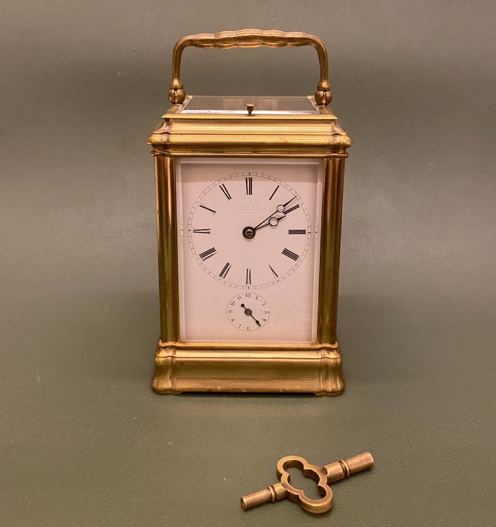 Early French repeating Carriage Clock with Alarm by Alfred Drocourt