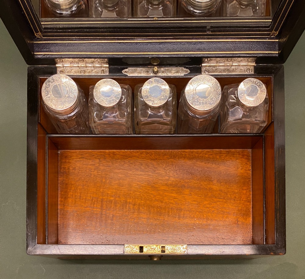 Walnut Lady's Dressing Case with hallmarked Silver tops (1872) View XVII